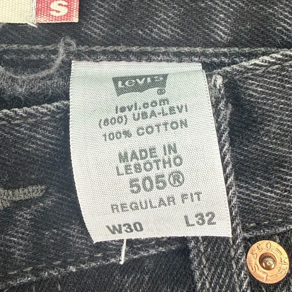 Levis 505 Jeans Mens 30x32 Black Regular Fit Straight Leg Cotton Denim Y2K